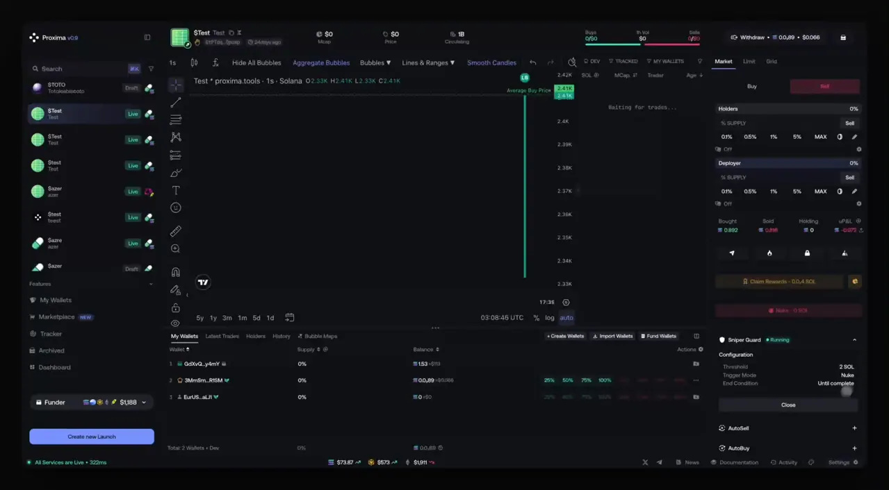 Wallet management interface with grouped operational wallets
